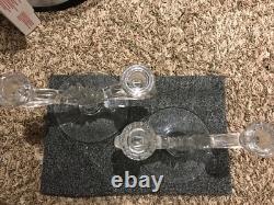 Set of 2 Vintage Pinapple Crystal Glass Candle Holders Tapered Candlestick MCM