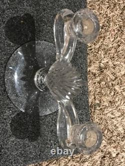 Set of 2 Vintage Pinapple Crystal Glass Candle Holders Tapered Candlestick MCM