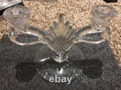 Set of 2 Vintage Pinapple Crystal Glass Candle Holders Tapered Candlestick MCM