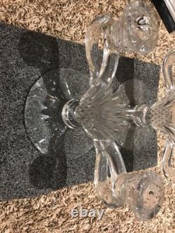 Set of 2 Vintage Pinapple Crystal Glass Candle Holders Tapered Candlestick MCM