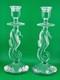 Set Of 2 Waterford Crystal Seahorse Candlesticks Pair Candle Holder 11.5 Signed