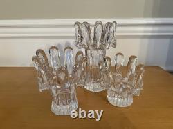 Set of 3 Kosta Boda Sunflower Candle Holders Goran Warff Sweden MCM Glass