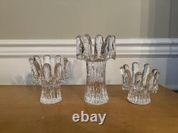 Set of 3 Kosta Boda Sunflower Candle Holders Goran Warff Sweden MCM Glass