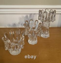 Set of 3 Kosta Boda Sunflower Candle Holders Goran Warff Sweden MCM Glass