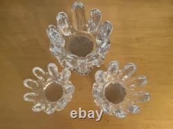 Set of 3 Kosta Boda Sunflower Candle Holders Goran Warff Sweden MCM Glass