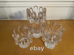 Set of 3 Kosta Boda Sunflower Candle Holders Goran Warff Sweden MCM Glass
