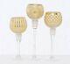 Set Of 3 Luxurious Table Candlesticks Gold Glass Candle Holders Decor China Gift