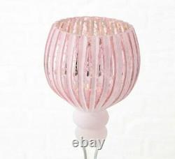 Set of 3 Luxurious Table Candlesticks Pink Glass Candle Holders Decor China Gift