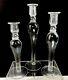 Set Of 3 Pottery Barn Taper Clear Glass Candlesticks Candle Holders