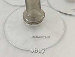 Set of 3 Smokey Gray Hand Blown Glass Polish Glass candle Stands 16, 14 & 12