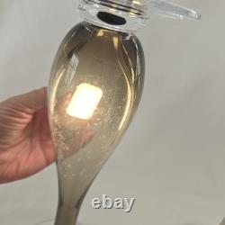 Set of 3 Smokey Gray Hand Blown Glass Polish Glass candle Stands 16, 14 & 12