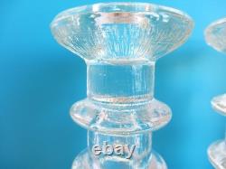 Set of 4 Iittala Festivo Clear Glass Textured Candle Holders Finland 6 Tall