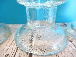 Set of 4 Iittala Festivo Clear Glass Textured Candle Holders Finland 6 Tall
