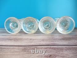 Set of 4 Iittala Festivo Clear Glass Textured Candle Holders Finland 6 Tall