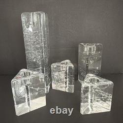 Set of 5 Iittala Arkipelago Finland Clear Glass Candle Holders Timo Sarpaneva