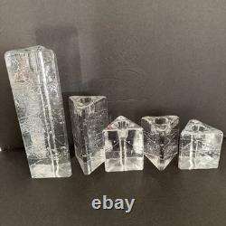 Set of 5 Iittala Arkipelago Finland Clear Glass Candle Holders Timo Sarpaneva