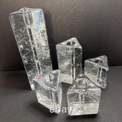 Set of 5 Iittala Arkipelago Finland Clear Glass Candle Holders Timo Sarpaneva