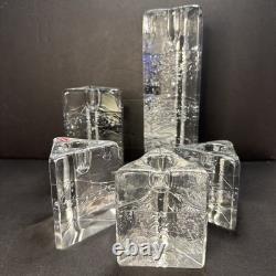 Set of 5 Iittala Arkipelago Finland Clear Glass Candle Holders Timo Sarpaneva
