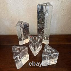 Set of 5 Iittala Arkipelago Finland Clear Glass Candle Holders Timo Sarpaneva