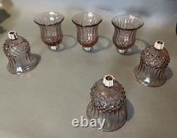 Set of 6 Vintage Amethyst Pressed Glass Candle Holder Cups