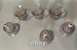 Set of 6 Vintage Amethyst Pressed Glass Candle Holder Cups