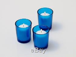 Set of 72 Blue Votive Holders + 72 Votive Candles (Choose From 10 Colors)
