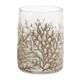 Set Of Three Brown And Clear Botanical Leaf Glass Tabletop Votive Candle Holders