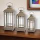 Set Of Three Brown Glass And Metal Geometric Floor Lantern Candle Holders