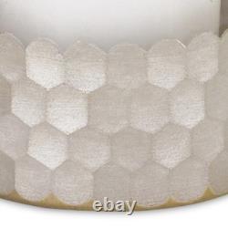Set of Two Clear and Silver Glass Geometric Tabletop Pillar Candle Holders