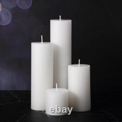 Shihanee Set of 24 White Pillar Candles Glass Cylinder Vases 4 Sizes 2.6 X