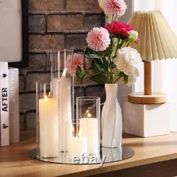 Shihanee Set of 24 White Pillar Candles Glass Cylinder Vases 4 Sizes 2.6 X