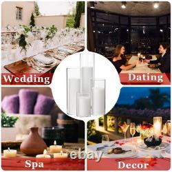 Shihanee Set of 24 White Pillar Candles Glass Cylinder Vases 4 Sizes 2.6 X