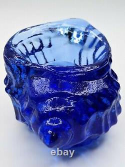 Signed Fire And Light Cobalt Blue Sea Shell/ Conch Votive Candle Holder