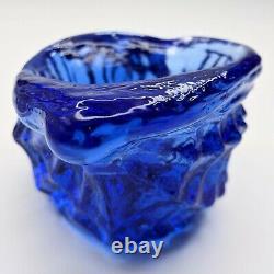 Signed Fire And Light Cobalt Blue Sea Shell/ Conch Votive Candle Holder