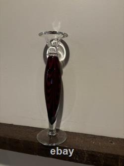 Signed Jarka Czech Art Glass Candlesticks Candle Holder 12 Set Of 2 Near Mint