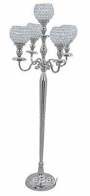 Silver Crystal 5 Arm Candelabra Candle Holder Wedding Centerpiece 117 cm 46 inch