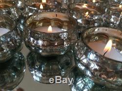 Silver Mercury Glass Pumpkin Tea Light Holders Vintage Wedding Table Decoration