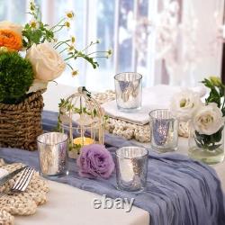 Silver Party Decorations 72pcs, Mercury Glass Votive Candle Holders Set for W