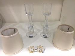 Simon Pearce set of 2 glass candle holders with shades