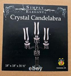 Simply Elegant Crystal Candelabra 3 Arm 18x31.5 withClear Glass Candle Holders