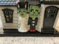 Slatkin Halloween Haunted House 2012 Frankenstein & His Bride 3 Tier Candle RARE