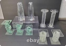 Slovenian Crystal and Stacked Glass Candle Sticks/ Holders 9 pc
