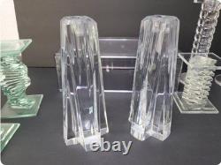 Slovenian Crystal and Stacked Glass Candle Sticks/ Holders 9 pc