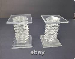 Slovenian Crystal and Stacked Glass Candle Sticks/ Holders 9 pc