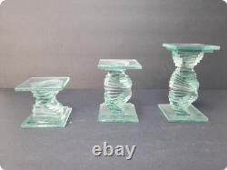 Slovenian Crystal and Stacked Glass Candle Sticks/ Holders 9 pc