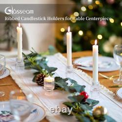 Small Candle Stick Holder Crystal Clear Glass Candle Holder Set of 10, Modern T