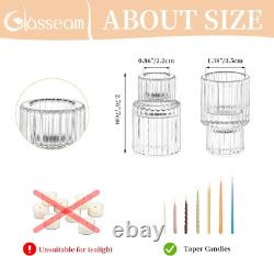 Small Candle Stick Holder Crystal Clear Glass Candle Holder Set of 10, Modern T