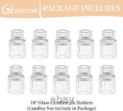 Small Candle Stick Holder Crystal Clear Glass Candle Holder Set of 10, Modern T