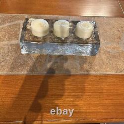 Solid Glass Ice Block Candle Holder