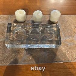 Solid Glass Ice Block Candle Holder